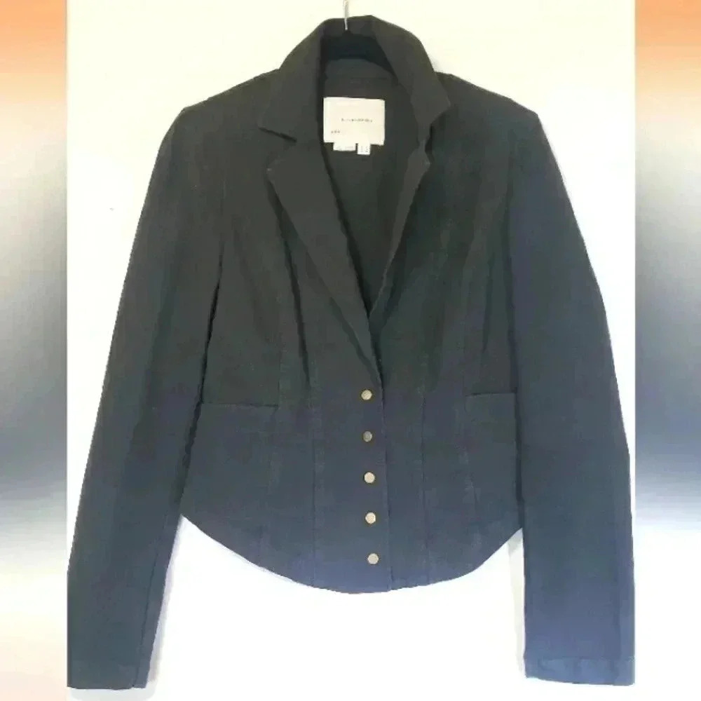 Anthropologie snap front blazer stretchy dark grey womens size 6‎